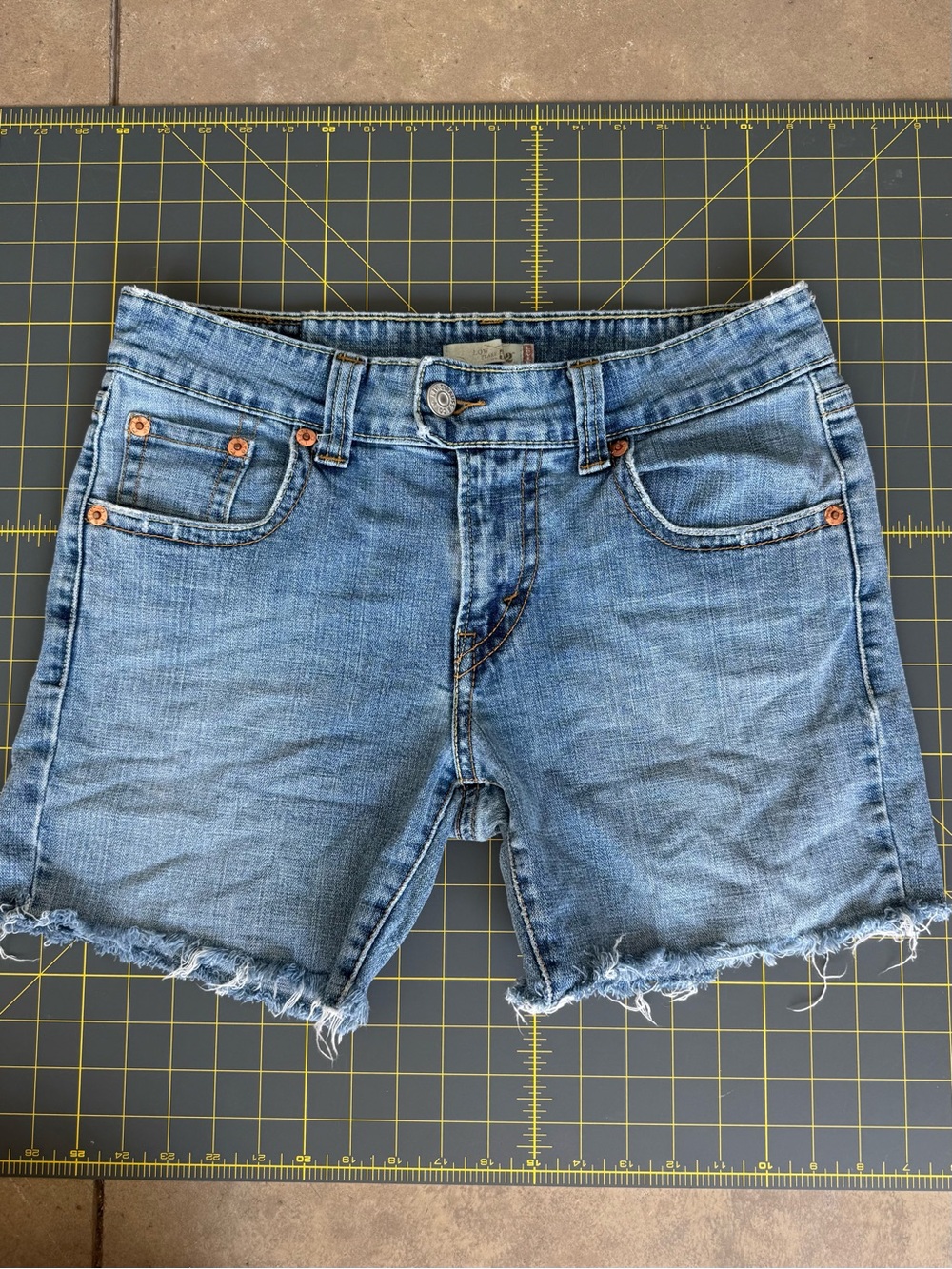 Levi's Light Blue Low Flare Distressed Denim Cutoff Shorts